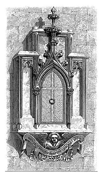 sacrarium в st мары церковь на улице стрэнд, вена - altar church vienna gothic style stock illustrations