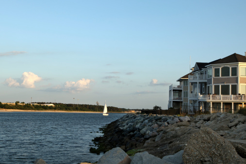Beautiful housing development on the Chesapeak Bay with a great view to watch sail boats enter the harbor.