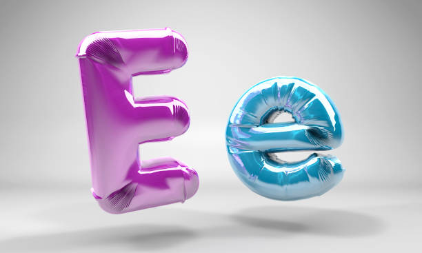 Flying Balloon Letters E Balloon letters ‘e’ on white background. 3d red letter e stock pictures, royalty-free photos & images
