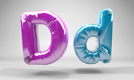Balloon letters ‘d’ on white background.