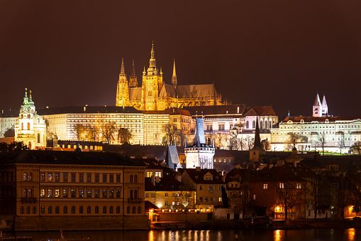 Night view with Castle of Prague, Czech Republic