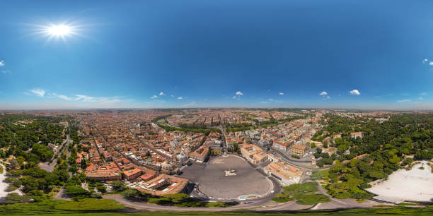 vue aérienne de rome et de la piazza del popolo. italie - geometric shape famous place europe three dimensional shape photos et images de collection