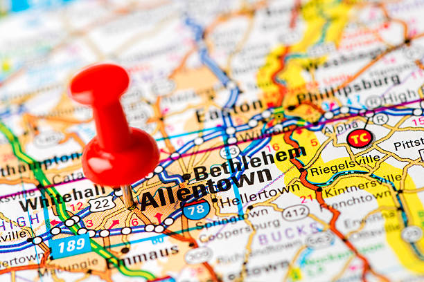 istock US capital cities on map series: Allentown, PA 180760082