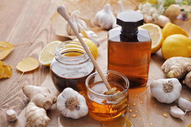 istock herbal syrup with honey, garlic and lemon. alternative medicine 1807602484