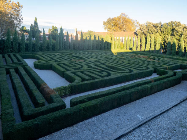 Labyrinth inside the San Giorgio Maggiore abbey, Venice, Italy stock photo