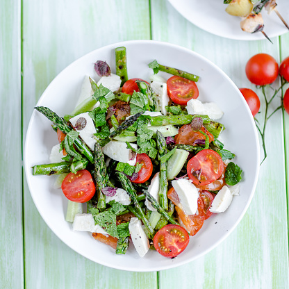 Healthy salad with asparagus