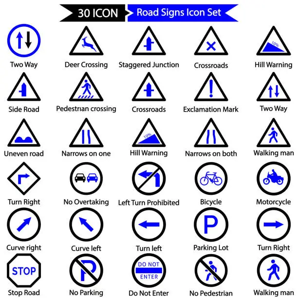 Vector illustration of road signs icon set