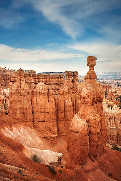 Bryce Canyon View at Bryce Canyon National Park with Thor's Hammer on the right. sunrise point stock pictures, royalty-free photos & images
