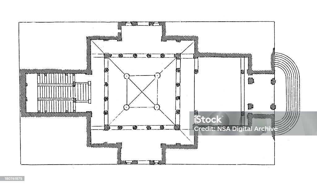 Plan del palacio Grassi en Venecia, Italia - Ilustración de stock de Anticuado libre de derechos