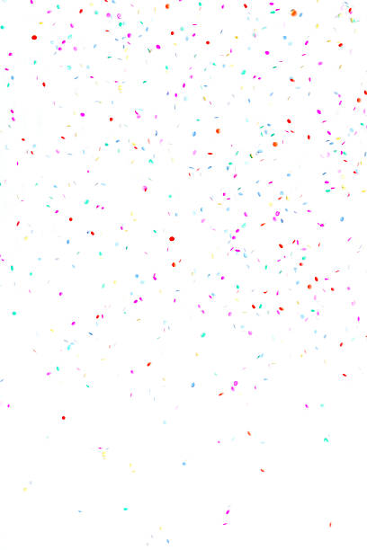 istock Multicolored paper circle confetti falling, isolated on white background 180762293