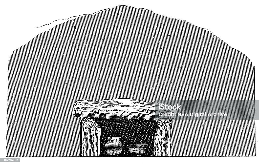 Tumulus e funebre legno antico urns (incisione) - Illustrazione stock royalty-free di Antico - Condizione