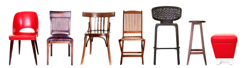 chairs from different time periods.