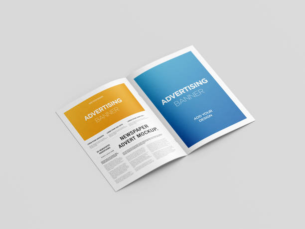 istock Newspaper Advertising Magazine Brochure Mockup 3D Rendering 1807627613