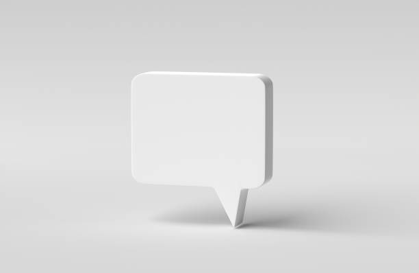 istock Speech bubble chat icon on white background. bubble talk or comment sign symbol. Minimal message box cartoon. 3D rendering, 3D illustration. 1807641114