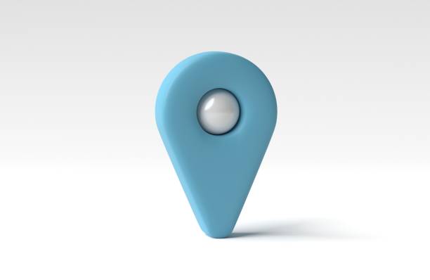 istock Blue map pointer. Location symbol isolated on white background. Web location pin concept. 3D render, 3D illustration. 1807641117