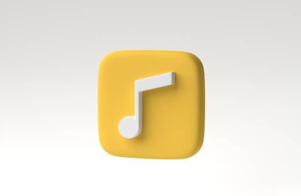 istock Music note button Isolated on white background. Tone music icon design minimal. 3D render, 3D illustration. 1807642214
