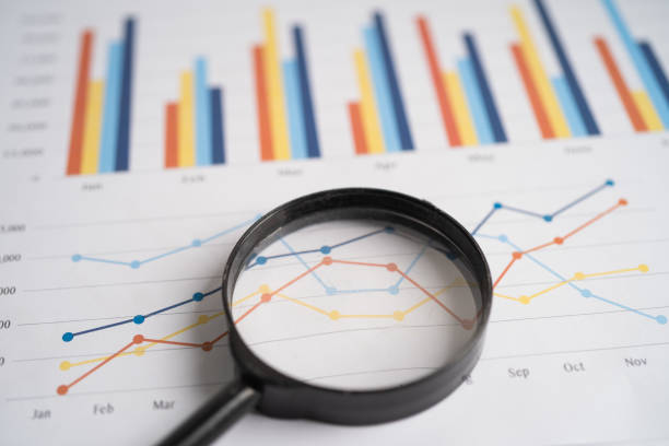 istock Magnifying glass on charts graphs paper. Financial development, Banking Account, Statistics, Investment Analytic research data economy. 1807645447