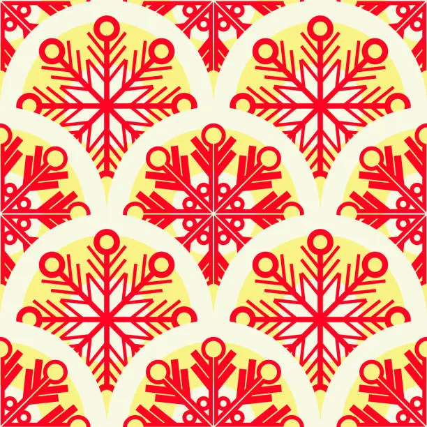 Vector illustration of Vector - Snowflakes garland seamless pattern.