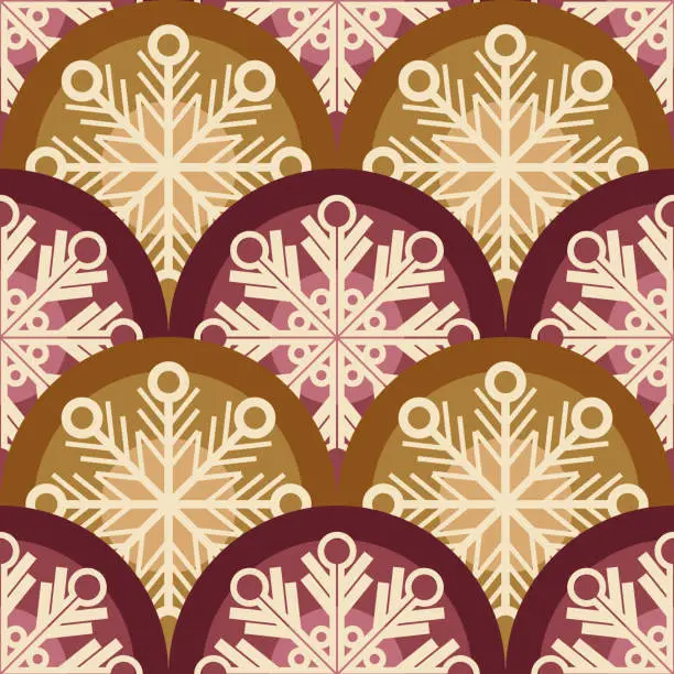 Vector illustration of Vector - Snowflakes garland seamless pattern.