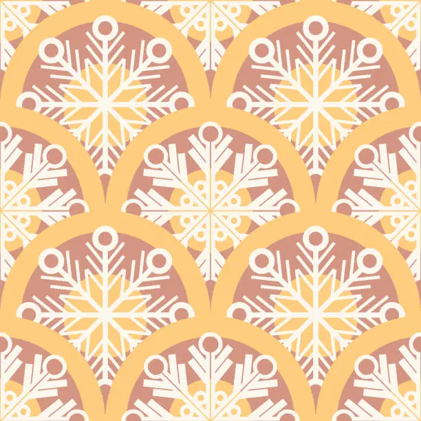 Vector illustration of Vector - Snowflakes garland seamless pattern.