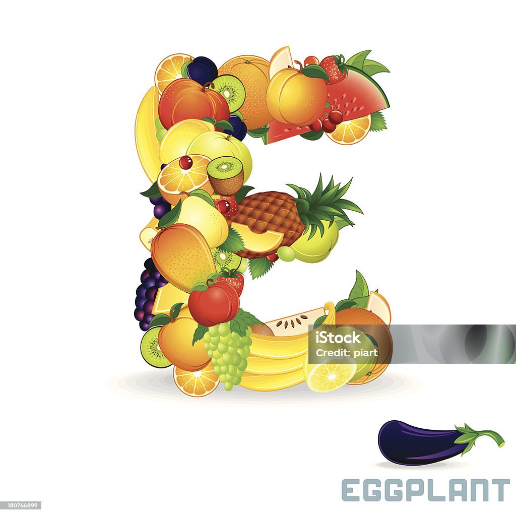 Vector alfabeto de frutas. Letra E - Vetor de Abstrato royalty-free