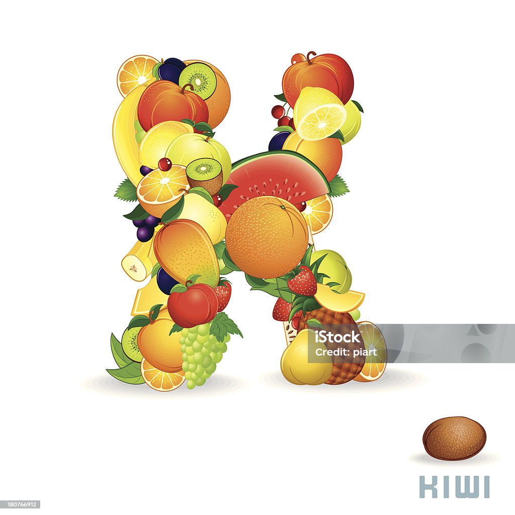 Illustration Alphabet de fruits frais. Lettre K - clipart vectoriel de Pâte de jujube libre de droits