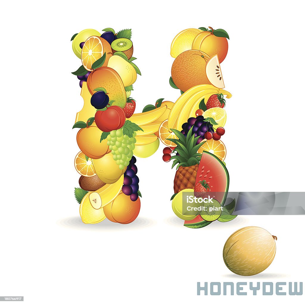 Vector alfabeto de frutas. Letra H - Vetor de Fruta royalty-free