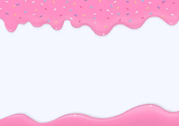Vector illustration of Pink liquid with sprinkles on white background