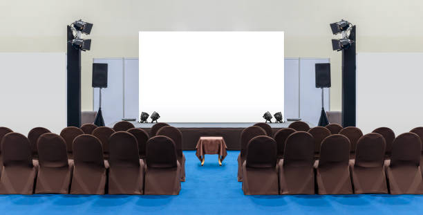 istock White screen display on stage at business presentation exhibition 1807688469