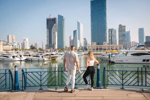 istock Young couple looking at a cityscape in Kuwait 1807689037