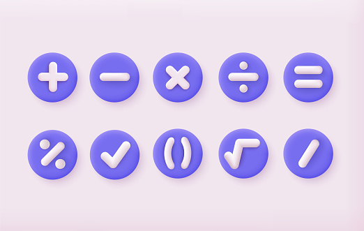 Mathematic Sign Templates Mathematical Signs Big Set 3d Vector Illustrations Stock Illustration ...