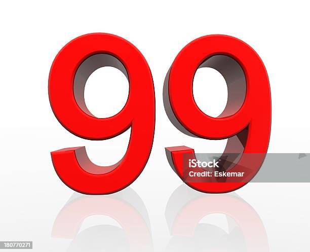 Red Number 99 Stock Photo - Download Image Now - Cut Out, Digitally Generated Image, Focus On Foreground