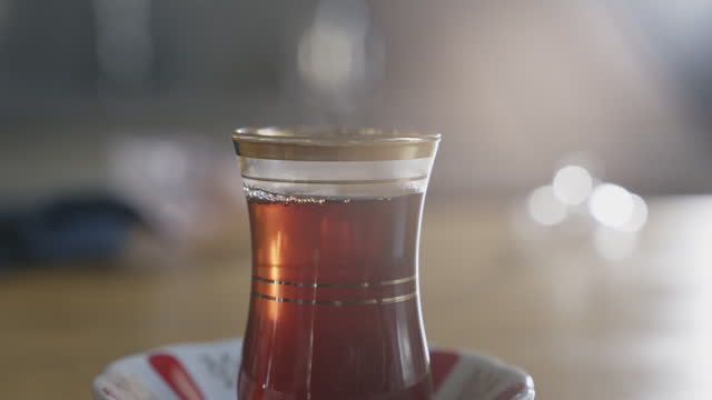 Traditional brewed Turkish tea concept