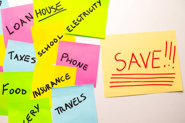 istock Colorful sticky sheets, with list of expenses. 1807714791