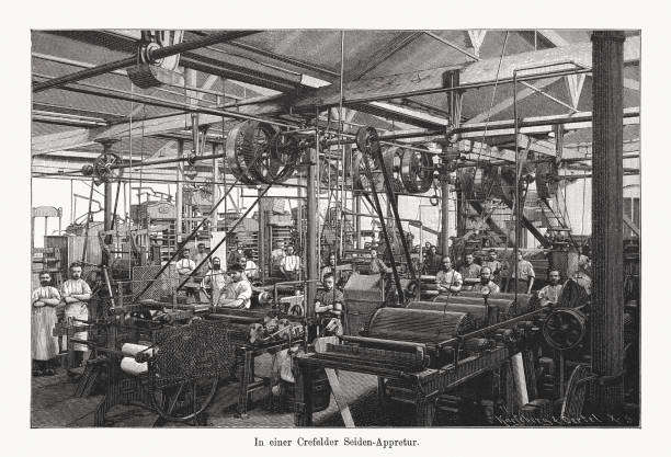 istock Production hall for silk fabrics, wood engraving, published in 1894 1807718610