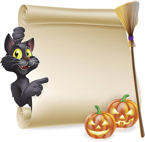 halloween-scroll - scroll halloween pumpkin letter stock-grafiken, -clipart, -cartoons und -symbole