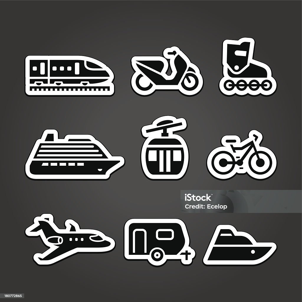 Conjunto de iconos simple de transporte - arte vectorial de Andar en bicicleta libre de derechos