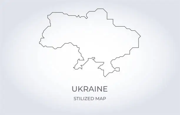 Vector illustration of Map of Ukraine in a stylized minimalist style.