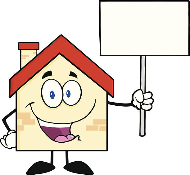 House Cartoon Character Holding Up A Blank Sign Stock Illustration -  Download Image Now - Vector, Banner - Sign, Blank Sign - iStock