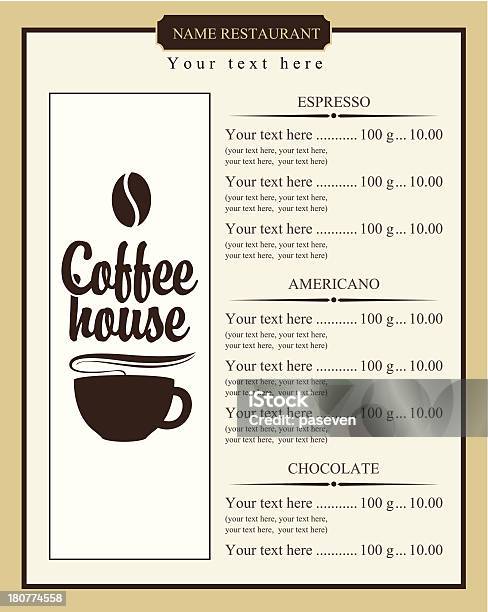 Coffee Menu Stock Illustration - Download Image Now - Cafe, Caffeine, Calligraphy