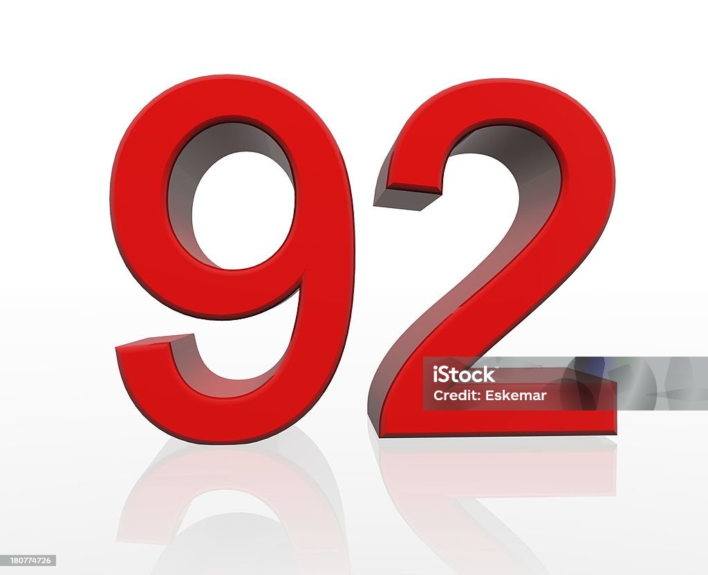 red number 92 Cut Out Stock Photo