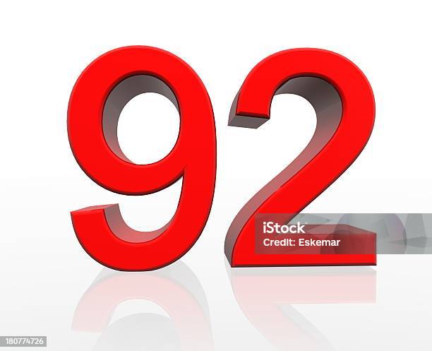 Red Number 92 Stock Photo - Download Image Now - Cut Out, Digitally Generated Image, Graph
