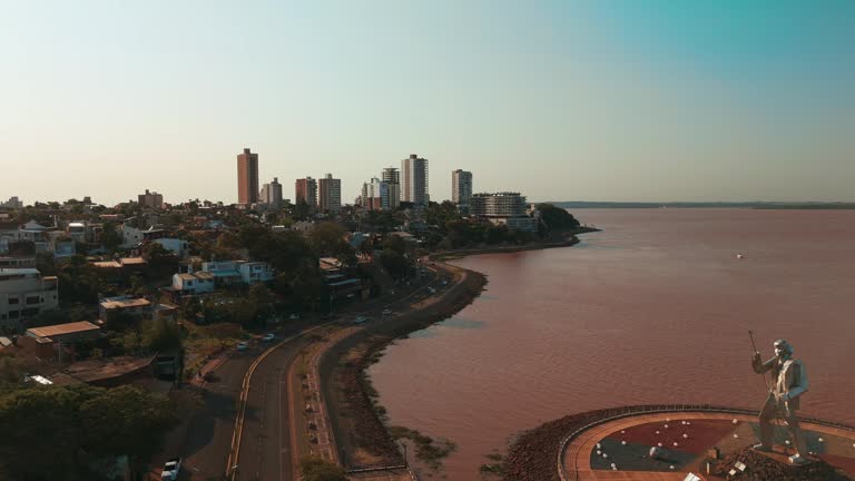 Breathtaking sunset view of Posadas, a coastal city in Argentina, highlighting the serene beauty of the surroundings.