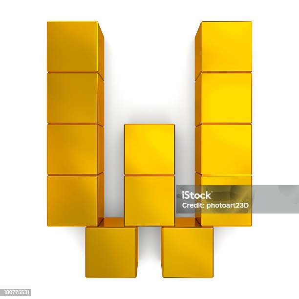 Letter W Cubic Golden Stock Photo - Download Image Now - Alphabet, Arranging, Block Shape