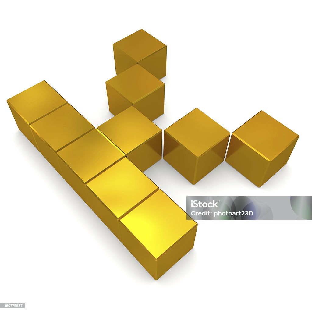 Litera K cubic golden - Zbiór zdjęć royalty-free (Alfabet)