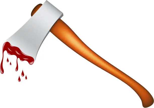 Vector illustration of Realistic axe with blood