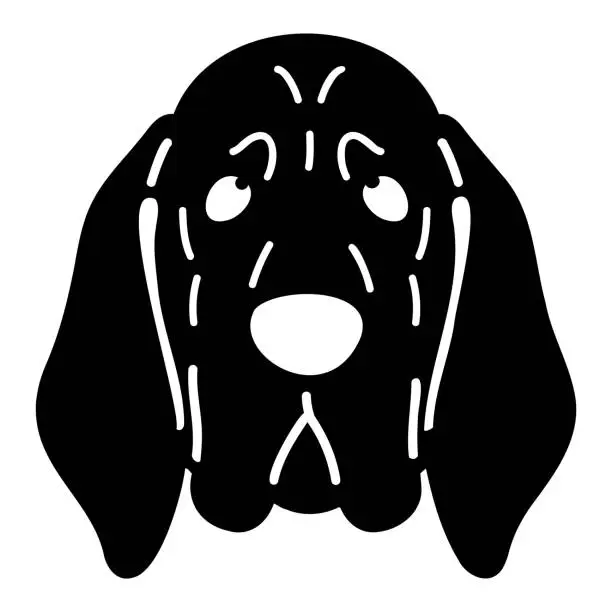 Vector illustration of Simple and adorable Bloodhound dog silhouette front head