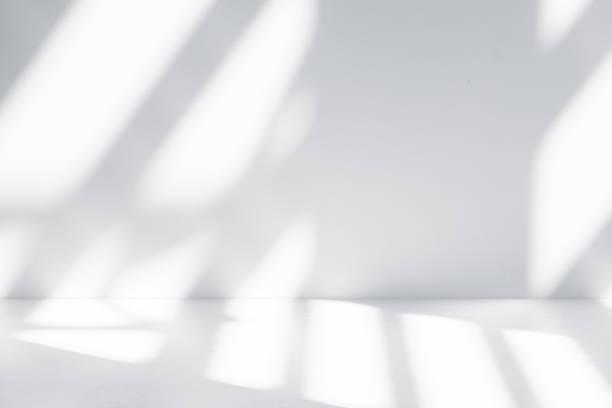 istock Wall interior background, studio  and backdrops show products.with shadow from window color white light. background for text insertion and presentation product 1807771346