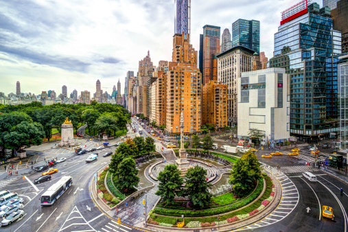 New York cityscape at Columbus Circle in Manhattan.