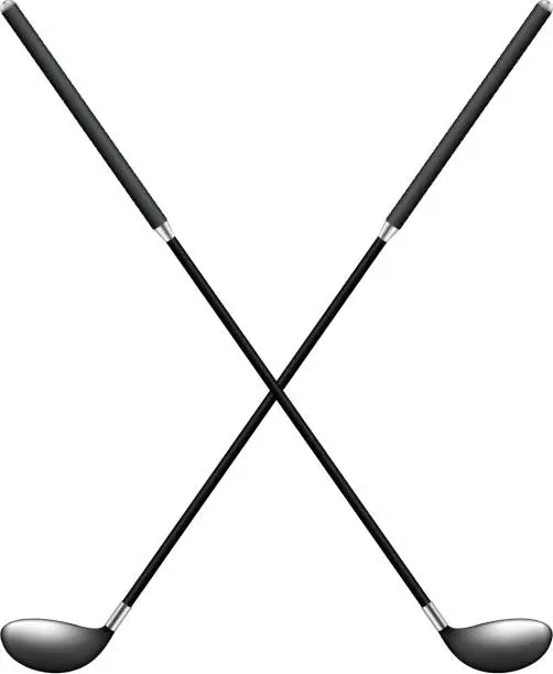 Vector illustration of Two crossed golf clubs